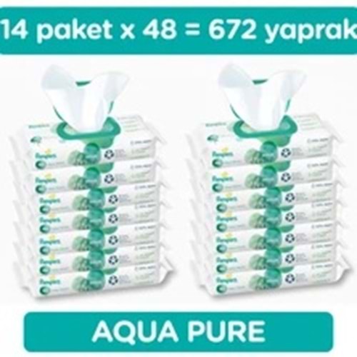Prima Pampers Harmonie Islak Havlu Mendil Aqua Pure 48 Yaprak 14 Lü Set (672 Yaprak) Organik Pamuk