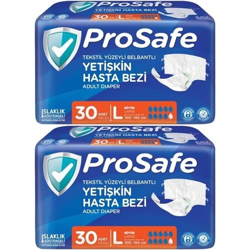 Prosafe Yetişkin Bezi Bel Bantlı Tekstil Yüzey L - Large - Büyük Boy 60 Adet