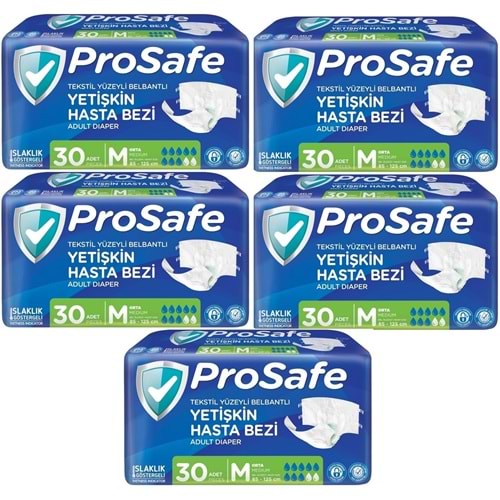 Prosafe Yetişkin Bezi Bel Bantlı Tekstil Yüzey M - Medium - Orta Boy 150 Adet (5PK*30)