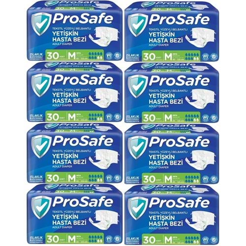Prosafe Yetişkin Bezi Bel Bantlı Tekstil Yüzey M - Medium - Orta Boy 240 Adet (8PK*30)