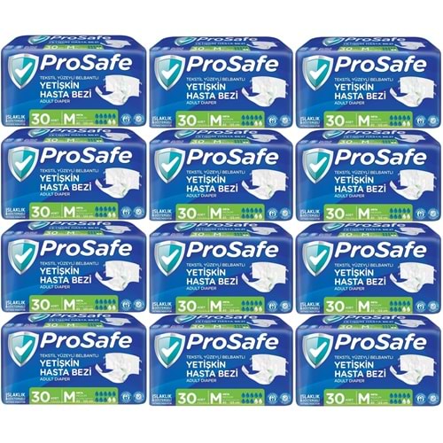 Prosafe Yetişkin Bezi Bel Bantlı Tekstil Yüzey M - Medium - Orta Boy 360 Adet (12PK*30)