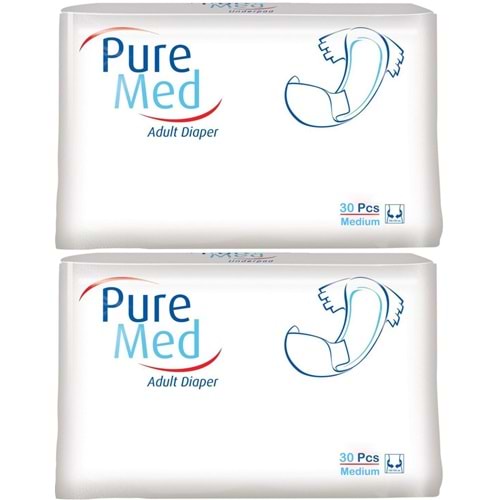 Puremed Yetişkin Bezi Bel Bantlı Tekstil Yüzey Medium M-Orta 60 Adet 2Pk x 30