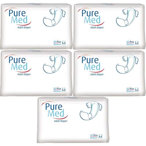 Puremed Yetişkin Bezi Bel Bantlı Tekstil Yüzey M - Orta - Medium 150 Adet (5PK*30)