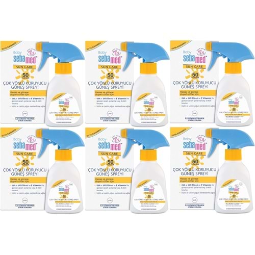 Sebamed Sun Care Bebek Güneş Losyonu Kremi Sprey 50+ Faktör 200ML (Hassas Ciltler İçin) (6 Lı Set)
