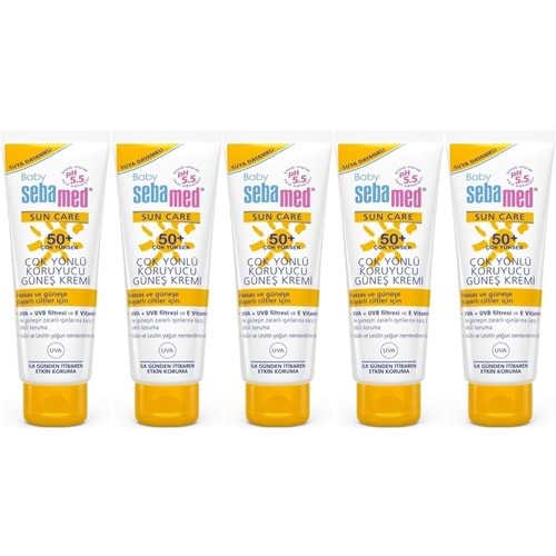 Sebamed Baby Sun Care Güneş Kremi 75ML 50+ Çok Yüksek Faktör Çoçuk (5 Li Set)