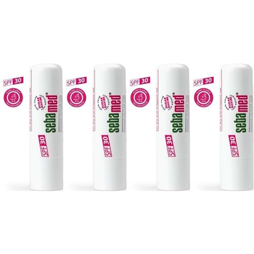 Sebamed Dudak Koruyucu Bakım Kremi Stick 30 SPF 4.8GR (Çatlamış ve Hassas Nemlendiricili) (4 Lü Set)