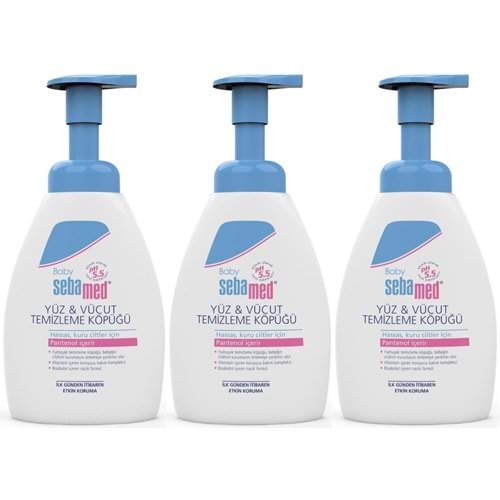 Sebamed Bebek Şampuanı Yüz ve Vücut Köpüğü 400ML (pH 5.5 Yenidoğan Hassas Cilt) (3 Lü Set)