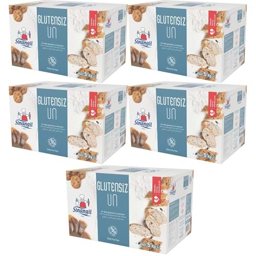 Sinangil Glutensiz Un 25KG (25000GR) Kutu Çölyak Diyetine Uygun (5PK*5KG)