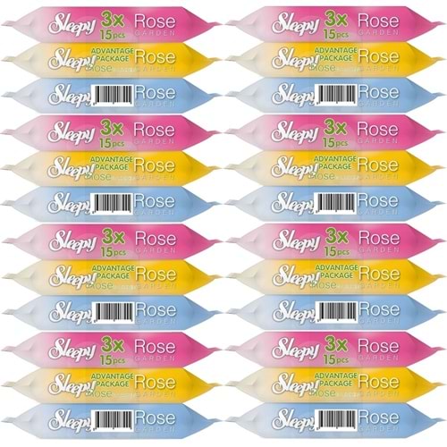 Sleepy Islak Havlu Cep Mendil 15 Yaprak (24 Lü Set) Rose/Garden (8PK*3) 360 Yaprak