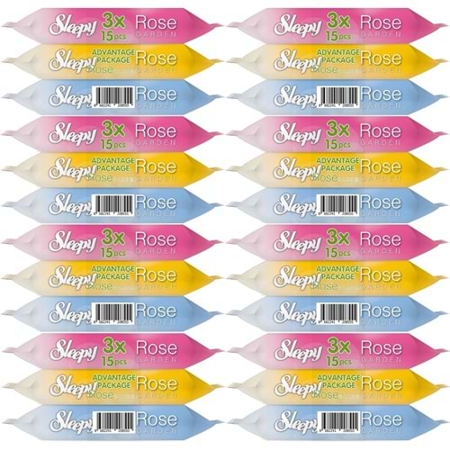Sleepy Islak Havlu Cep Mendil 15 Yaprak (24 Lü Set) Travel Pk Rose/Garden (8PK*3) 360 Yaprak