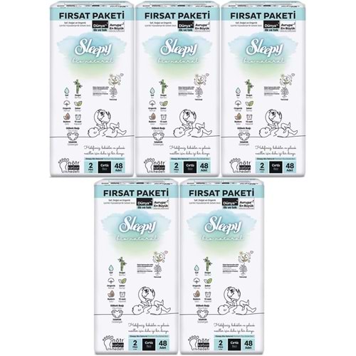 Sleepy Bebek Bezi Bio Natural 2 Beden 3-6 KG Mini 240 Adet MeGa Fırsat Pk