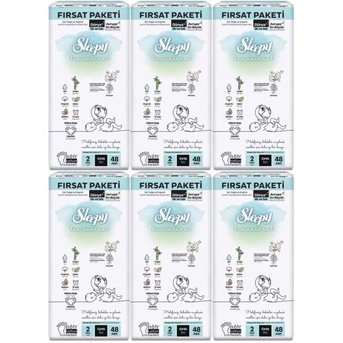 Sleepy Bebek Bezi Bio Natural 2 Beden 3-6 KG Mini 288 Adet Ekstra Fırsat Pk