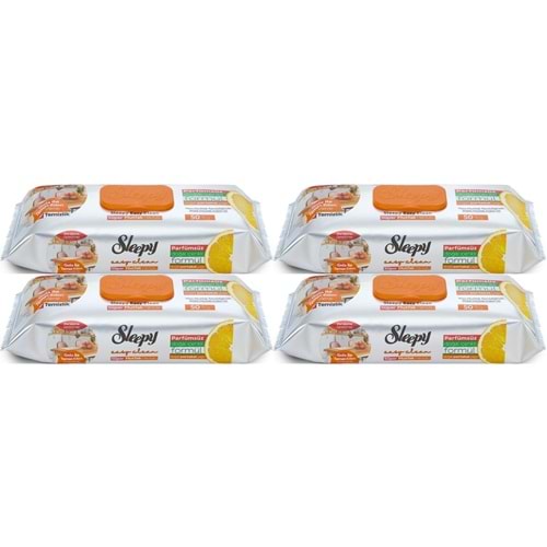 Sleepy Easy Clean Yüzey Temizlik Mutfak Havlusu -Mendili 50 Yaprak Portakal Yağlı (4Lü Set) 200Yprk