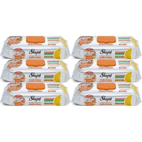Sleepy Easy Clean Yüzey Temizlik Mutfak Havlusu -Mendili 50 Yaprak Portakal Yağlı (6Lı Set) 300Yprk