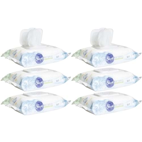 Sleepy Islak Havlu Mendil Pamuklu Yenidoğan Natural Bambu 40 Yaprak 6 Lı Set (240 Yaprak)
