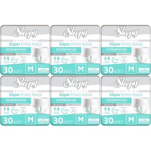 Sleepy Yetişkin Bezi Emici Külot M - Orta - Medium 180 Adet (6PK*30)