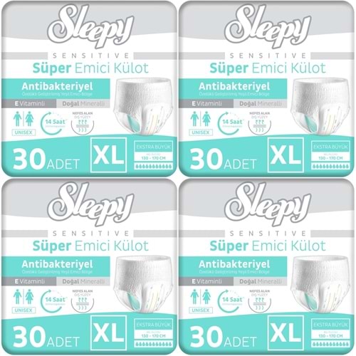 Sleepy Yetişkin Bezi Emici Külot XL - Ekstra Büyük - Extra Large 120 Adet (4PK*30)