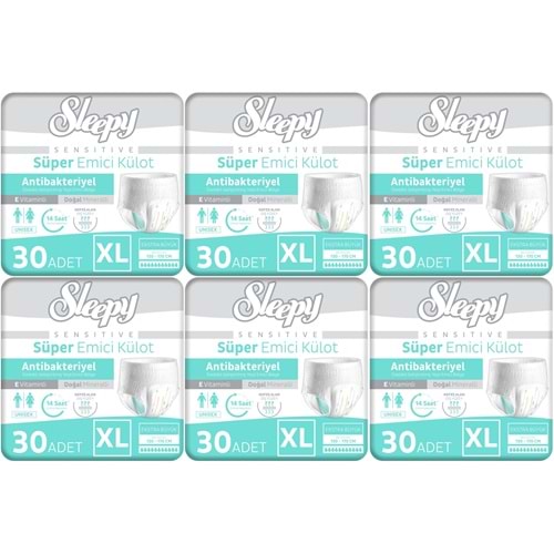 Sleepy Yetişkin Bezi Emici Külot XL - Ekstra Büyük - Extra Large 180 Adet (6PK*30)