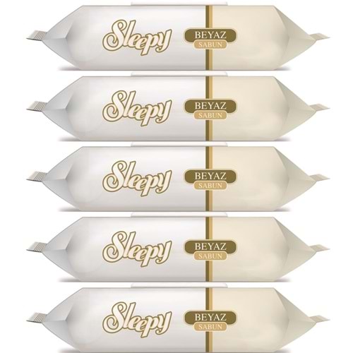 Sleepy Islak Havlu Mendil 90 Yaprak (5 Li Set) Beyaz Sabun Kokulu Plastik Kapaklı (450 Yaprak)