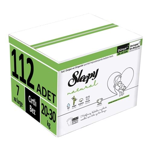 Sleepy Bebek Bezi Natural 7 Beden 20-30 KG XXLarge 112 Adet 4PK*28