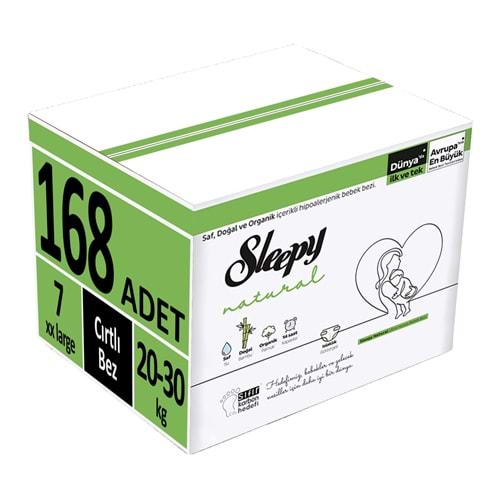 Sleepy Bebek Bezi Natural 7 Beden 20-30 KG XXLarge 168 Adet 6PK*28