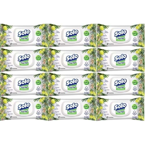 Solo Islak Havlu Mendil 50 Yaprak Limon & Biberiye (12 Li Set) (4PK*3) 600 Yaprak