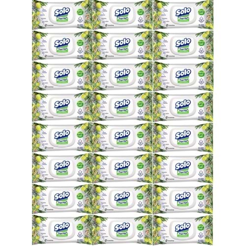 Solo Islak Havlu Mendil 50 Yaprak Limon & Biberiye (24 Lü Set) (8PK*3) 1200 Yaprak
