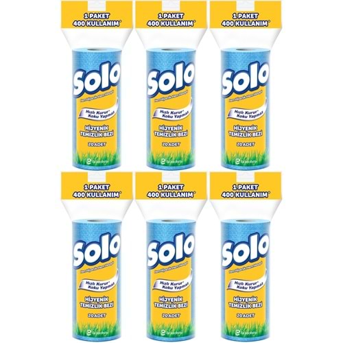 Solo Hijyenik Temizlik Bezi (İç adet 20 Li) (Kokusuz ve Hızla Kuruyan) (6 Lı Set)
