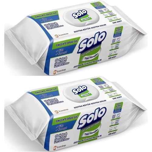 Solo Yüzey Temizlik Havlusu - Mendili 100 Yaprak Okaliptus & Çam Esintisi (2 Li Set) 200 Yaprak