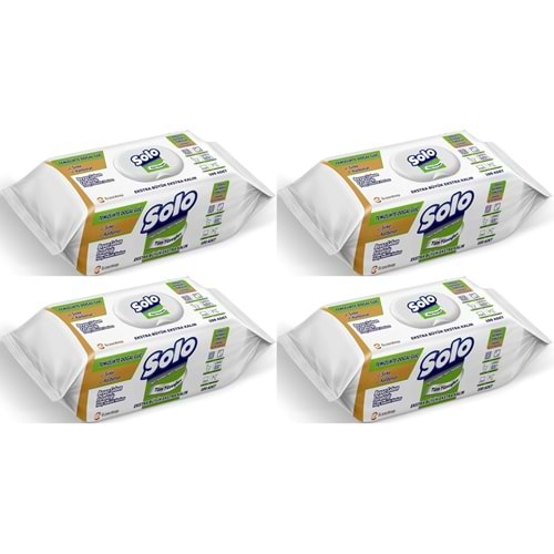 Solo Yüzey Temizlik Havlusu - Mendili 100 Yaprak Beyaz Sabun Ferahlığı (4 Lü Set) 400 Yaprak