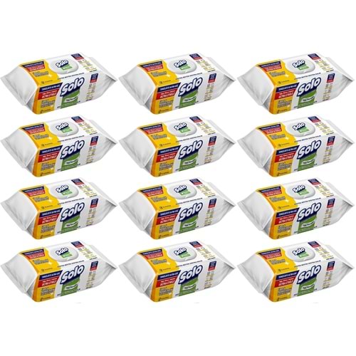 Solo Yüzey Temizlik Havlusu - Mendili 100 Yaprak Limon & Portakal Tazeliği (12 Li Set) 1200 Yaprak