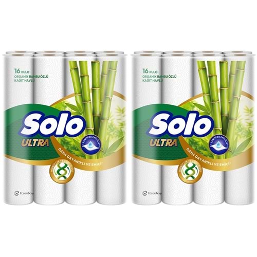 Solo Ultra Kağıt Havlu 32 Li Paket Rulo Organik Bambu ve Pamuk Özlü (Dev Ekonomik Pk) (2PK*16)