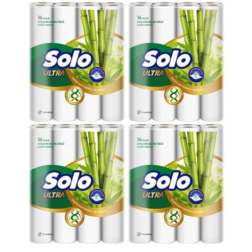 Solo Ultra Kağıt Havlu 64 Lü Paket Rulo Organik Bambu ve Pamuk Özlü (Dev Ekonomik Pk) (4PK*16)