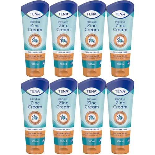 Tena Proskin Çinko Krem 100 ML (Yatan hastalar için Koruyucu - Onarıcı) (8 Li Set)