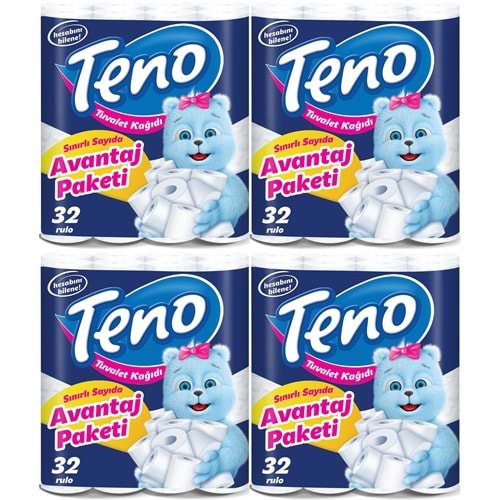 Teno Ultra Tuvalet Kağıdı Çift Katlı 128 Li Set (4Pk*32) (Avantaj Pk Serisi)