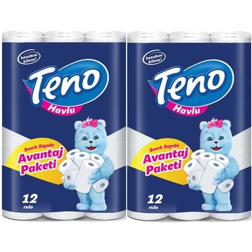 Teno Ultra Kağıt Havlu Çift Katlı 24 Lü Paket (2PK*12) (Avantaj Pk Serisi)