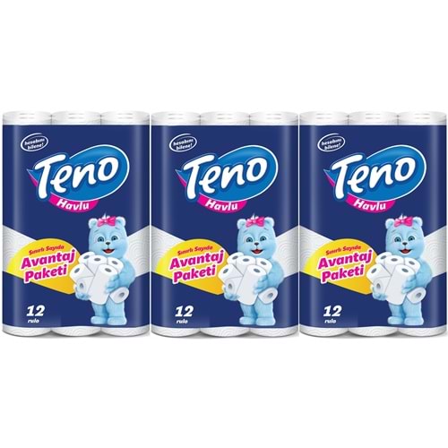 Teno Ultra Kağıt Havlu Çift Katlı 36 Lı Paket (3PK*12) (Avantaj Pk Serisi)