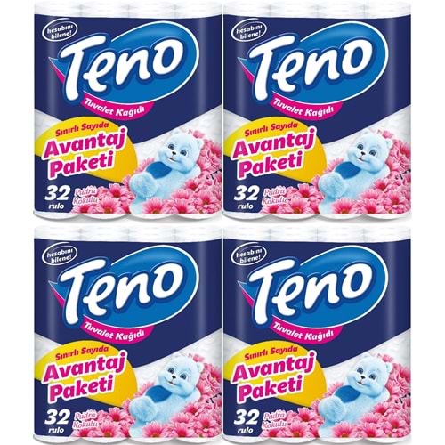 Teno Ultra Tuvalet Kağıdı Çift Katlı 128 Li Paket Pudra Kokulu (Avantaj Pk Serisi) (4PK*32)