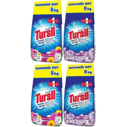 Tursil Matik Toz Çamaşır Deterjanı 16+16:32KG Taze Kır Çiçekleri + Leylak Bahçesi Beyaz ve Renkli