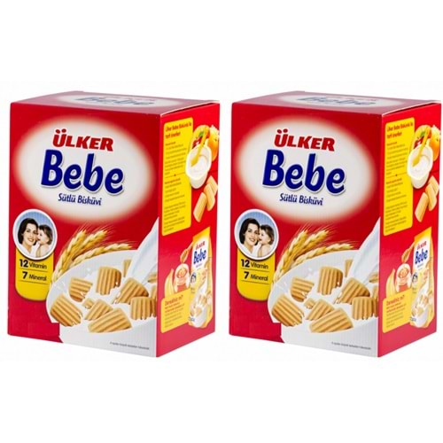 Ülker Sütlü Bebe Bisküvisi 800GR (12 Vitaminli 7 Minarelli) Kutu (2 Li Set)