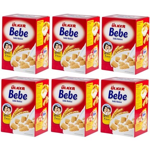 Ülker Sütlü Bebe Bisküvisi 800GR (12 Vitaminli 7 Minarelli) Kutu (6 Lı Set)