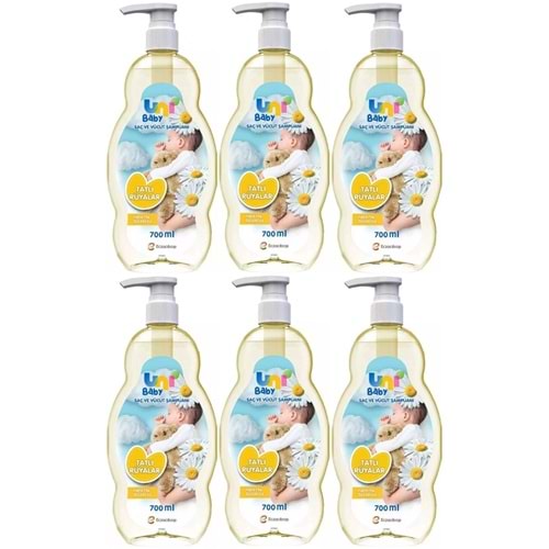 Uni Baby Bebek Şampuanı 700ML Tatlı Rüyalar (Pompalı) (6 Lı Set)