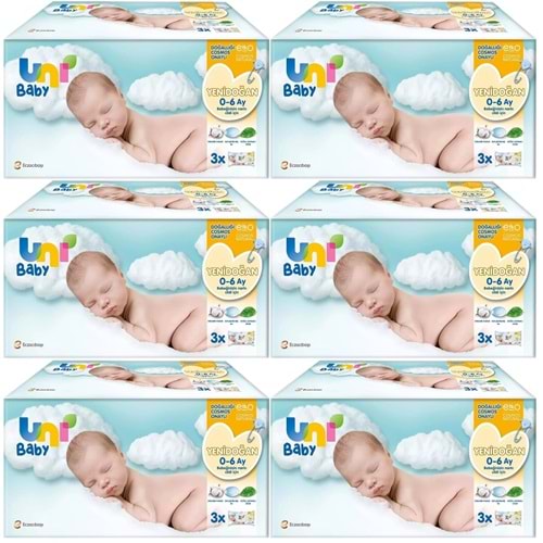 Uni Baby Islak Havlu Hassas Yeni Doğan 40 Yaprak (18 Li Set) 720 Yaprak (Narin Ciltler için) (6PK*3)