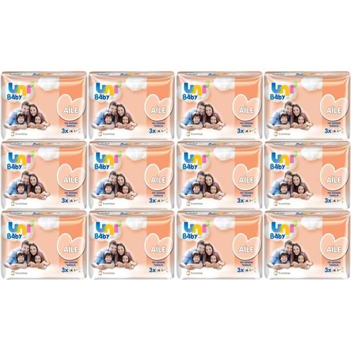 Uni Baby Islak Havlu Mendil Aile 52 Yaprak (36 Lı Set) 1872 Yaprak (12PK*3)