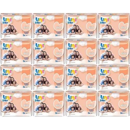 Uni Baby Islak Havlu Mendil Aile 52 Yaprak (48 Li Set) 2496 Yaprak (16PK*3)