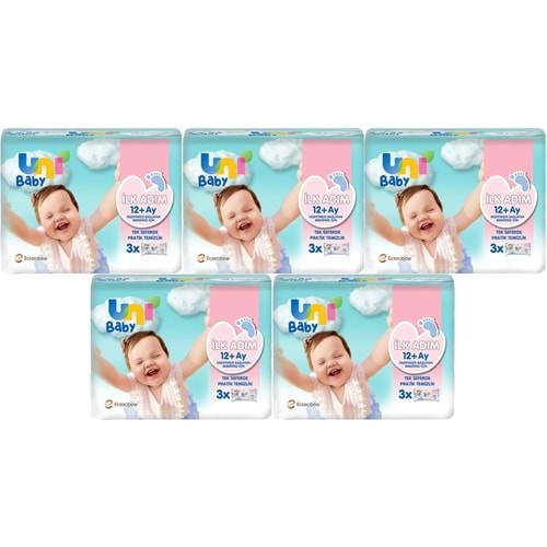 Uni Baby Islak Havlu Mendil İlk Adım 52 Yaprak (15 Li Set) 780Yaprak (5PK*3)