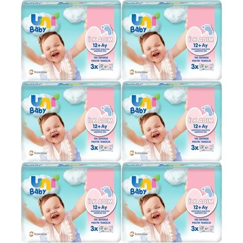 Uni Baby Islak Havlu Mendil İlk Adım 52 Yaprak (18 Li Set) 936 Yaprak (6PK*3)