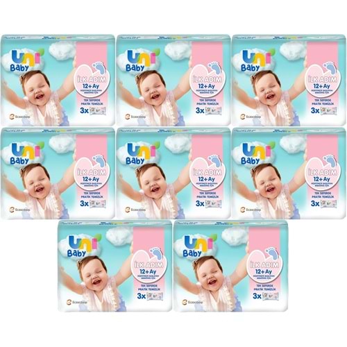 Uni Baby Islak Havlu Mendil İlk Adım 52 Yaprak (24 Lü Set) 1248 Yaprak (8PK*3)