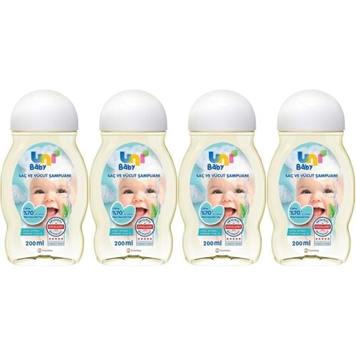 Uni Baby Bebek Saç ve Vücut Şampuanı 200ML Klasik (4 Lü Set)
