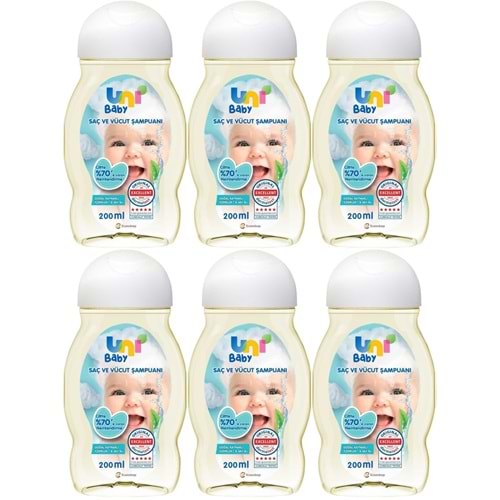 Uni Baby Bebek Saç ve Vücut Şampuanı 200ML Klasik (6 Lı Set)